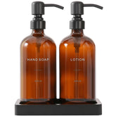 Prus Waso amber glass soap dispenser with hand soap pump for easy daily use