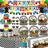 Pugipien Monster Truck banner adds bold color to kick off a festive party.