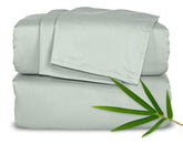 Pure Bamboo full sheets sea glass flat sheet shows silky soft cooling texture