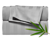 Pure Bamboo king sheets four-piece set displayed on a king bed for a complete bedding look with soft finish