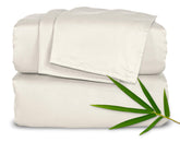Pure Bamboo King Sheets in ivory packaging, soft and breathable feel