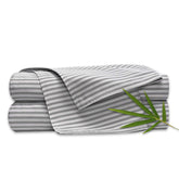 Pure Bamboo King Sheets close-up of striped weave, silky soft and breathable.