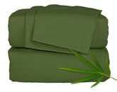 Pure Bamboo Queen Sheets pesto close-up showing silky softness and cooling comfort