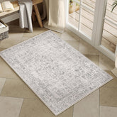 PureCozy Gray Entryway Rug front view with vintage distressed pattern