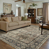 PureCozy Vintage Area Rug 6x9 Brown, washable centerpiece for living rooms.