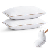 Puredown goose feather down pillow queen set top view shows plush loft for restful sleep