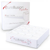 PureIllusion crystalline prefilter packaging highlights premium filtration materials for IQAir systems.