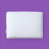 Purple DreamLayer Pillow front view shows adjustable height for personalized support.