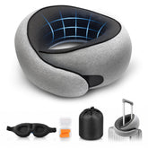 Purroch G-Shape memory foam travel neck pillow, front view for steady neck support during flights