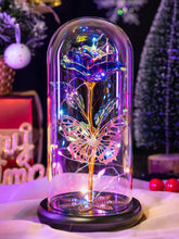Pusuny Forever Glass Rose with butterfly glows softly for Mother's Day gift.