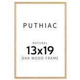 Puthiac 13x19 solid oak frame front view highlights natural grain for elegant wall display.
