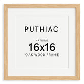 Puthiac solid oak frame front shows warm natural grain for wall display.