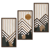 Putuo Decor boho mountain wall art set of 3 frames enhances rustic living room charm.