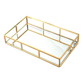 PuTwo Tray Mirror gold top view for cosmetics and jewelry storage