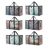 PWRSC 6-pack extra-large clear moving bags with zipper showing contents for quick organization