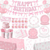 Pymurod pink bow banner decor adds festive birthday flair to your party.