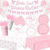 Pymurod pink bow banner decor for baby girl first birthday