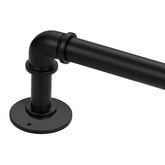 QBMVWF Black industrial pipe curtain rod extended for varied window sizes