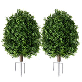 QCQHDU artificial boxwood topiary ball outdoors with ground spike for stable display