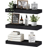 QEEIG floating bathroom shelves mounted above sink for towels and decor display.