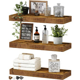 QEEIG floating shelves brackets close-up, showcasing sturdy support for books and decor.