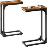 QEEIG Narrow C-shaped side table set shown under a sofa for easy reach