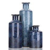 QIANLING blue small vases trio enhances tabletops with maintenance-free decorative charm.