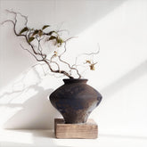 QIANLING Wabi Sabi vase with a textured rusty finish enhances rustic decor.