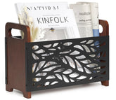 QILICHZ rustic wood magazine holder front view for living rooms.
