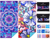 Qinqinamu Beach Towel 71x32 oversized laid out on sand for sunbathing