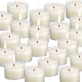 Qinxiang ivory tea light in clear cup glows softly for elegant centerpieces