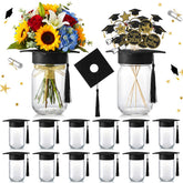 Qinyoung graduation cap jar set showing 12 jars for centerpieces and gifts