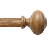 QITERI wood curtain rod extended for 32-84 inch windows, showcasing adjustable length and modern hardware.