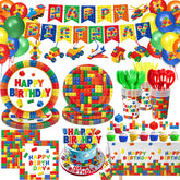 QIYANPAX building-block plates brighten the table for a playful party theme