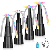 QNIZNOE four-pack fly fan on table with LED light for outdoor dining