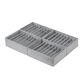Qozary 4-pack drawer organizers with 8-grid small layout keep thin T-shirts neatly separated.