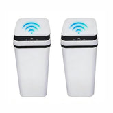QSFWCSM bathroom trash can with sensor lid opens for hands-free hygiene.
