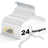 Quality Hangers clear hanger with 360Β° swivel hook for secure strap garments.