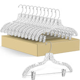 Quality Hangers crystal clear skirt hanger with crystal cut design for organized closets.