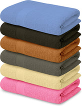 QUBA LINEN bath towels multi-color six-pack, soft and absorbent for daily use