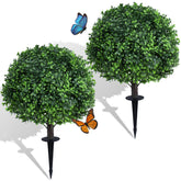 Quirlory dense boxwood topiary balls 24 inch on ground spikes for durable outdoor display