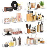Qukaka 15-inch clear floating shelves blend with decor while keeping items accessible