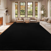 QuLint black living-room rug in 8x10 offers plush barefoot comfort.