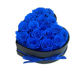 Qutawua blue preserved roses heart box with 16 roses, romantic keepsake.