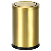 QWORK antique gold trash can with lid for stylish spaces and tidy waste disposal