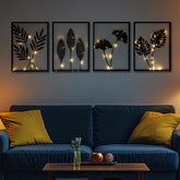 QXSXKJ black metal wall decor 4-piece frame collection for flexible modern display.