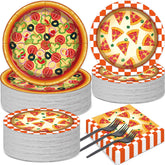 Qyeahkj 50-guest pizza plates ready for party setup and easy cleanup.
