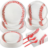 Qyeahkj baseball plates 9in feature bold red and white design for easy party setup.