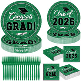 QZYL green graduation plates 9-inch, ideal for a coordinated party table
