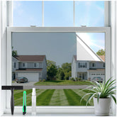 Rabbitgoo one-way privacy film demonstrates daytime privacy on a bright window